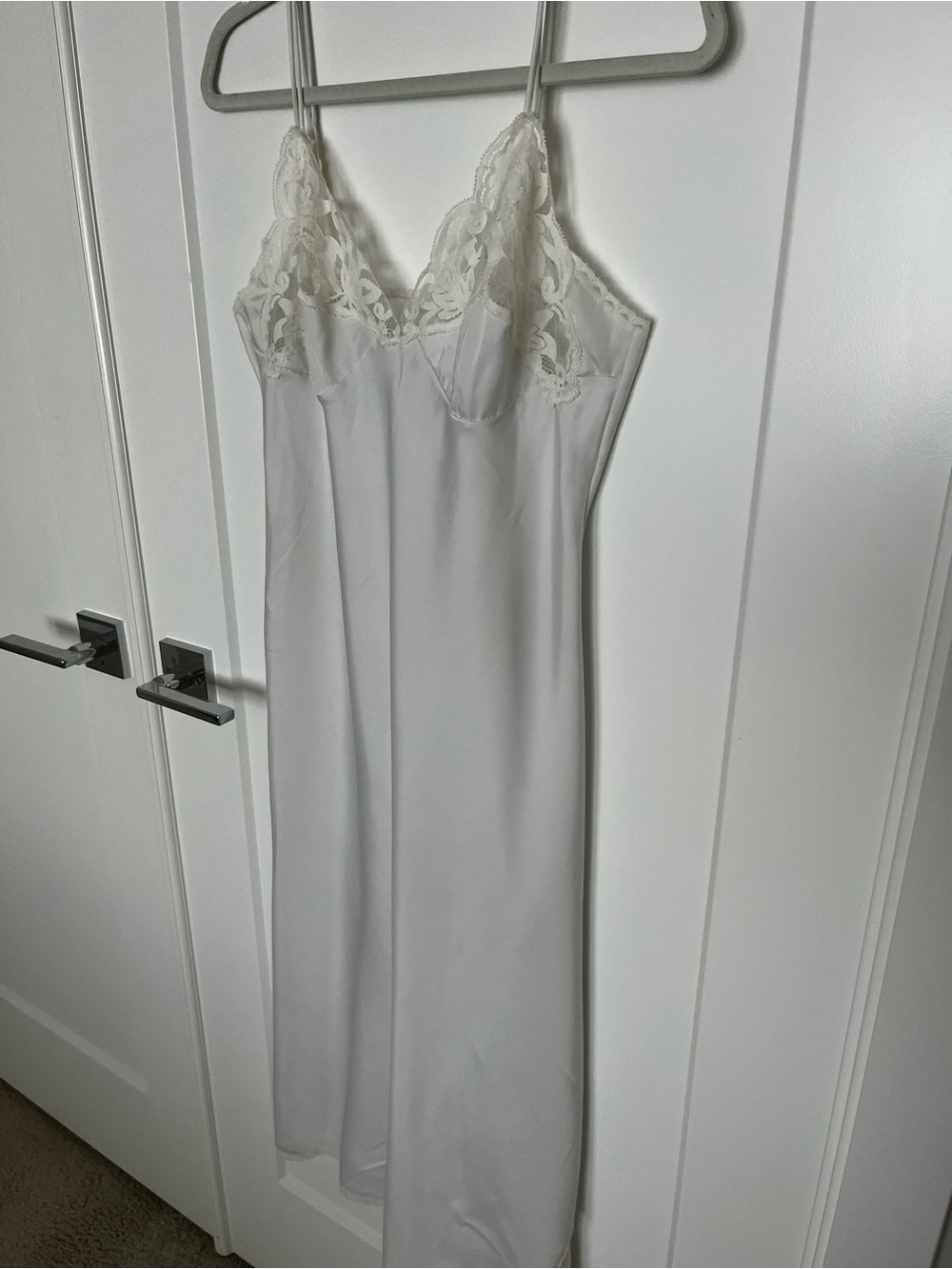 Vintage Women's Lace Trim Slip Dress - White